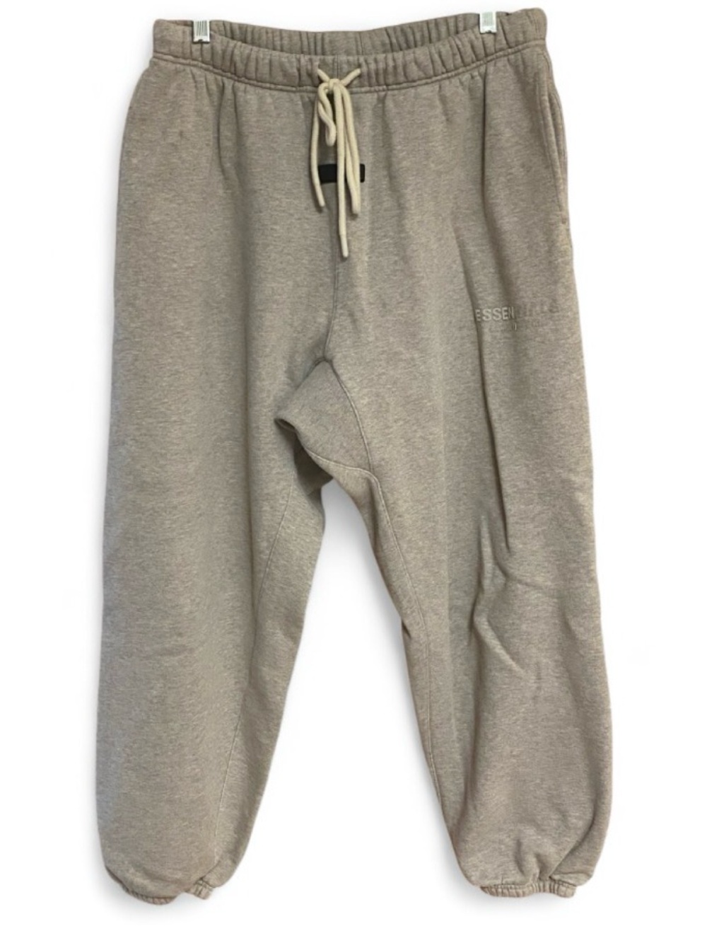 Fear of God Men’s L Joggers Light Taupe Heather Fleece Elastic Drawstring Waist